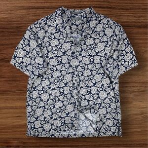 Daniel Cremieux Men’s Short Sleeve Blue/Tan Floral Casual button-down shirt. XL.